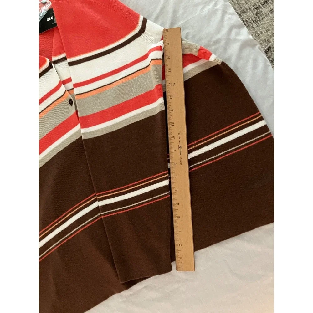 Requirements NWT Sz‎ 1X Wmn Stripe Button Cardigan Sweater Brown Coral Long Slv